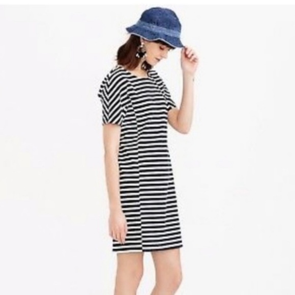 OG Jcrew Dress - J. Crew Black and White Stripe Short Sleeve shift dress - Picture 1 of 7